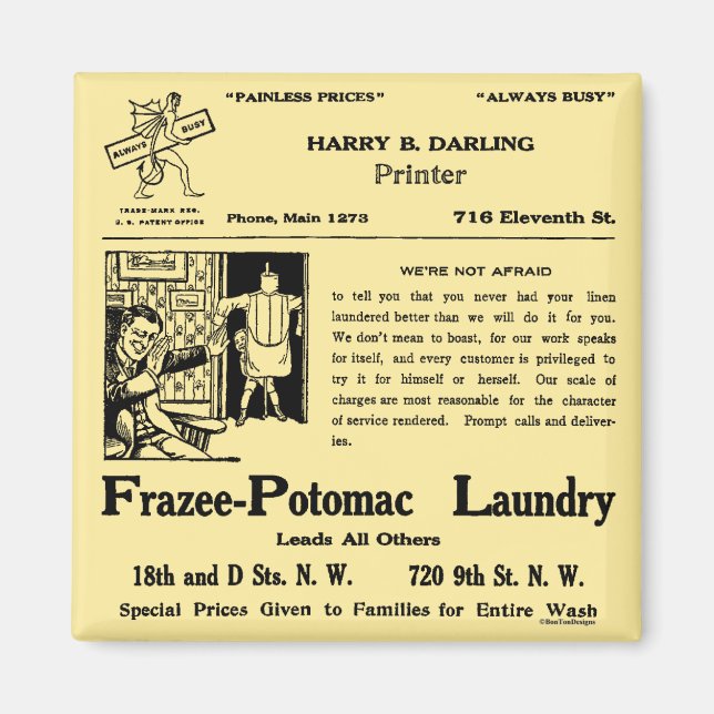 Laundry Newspaper Advertisement Magnet (Front)