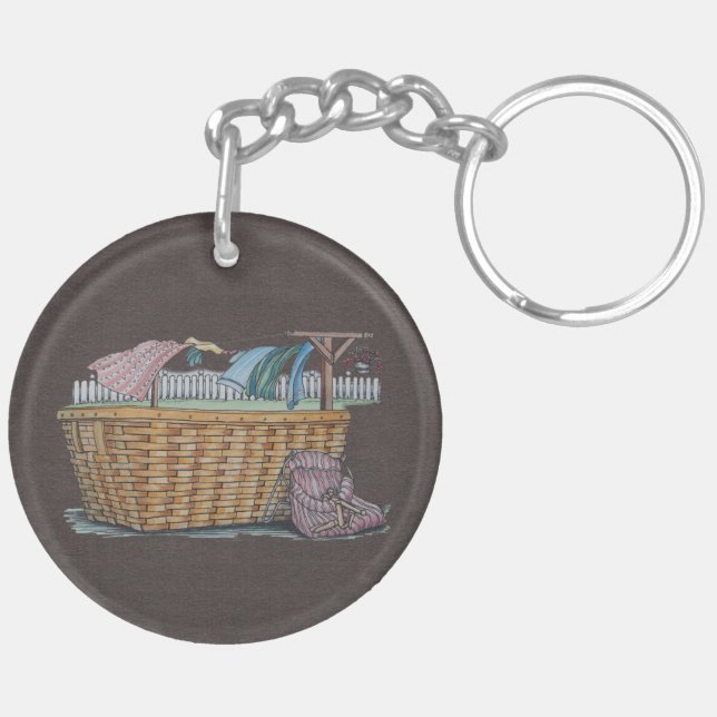 Laundry On Clothesline Keychain (Back Left)