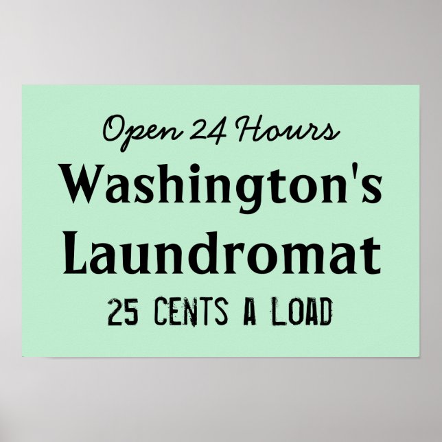 Laundry Personalized Laundromat Art Poster Print (Front)