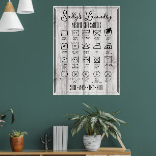 Laundry poster infographic wash symbols utility
