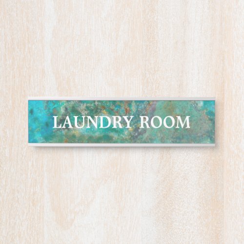 Laundry Room Blue Mineral Stone Door Sign