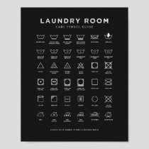 Laundry Room Care Symbol Guide Chalk Style Sign