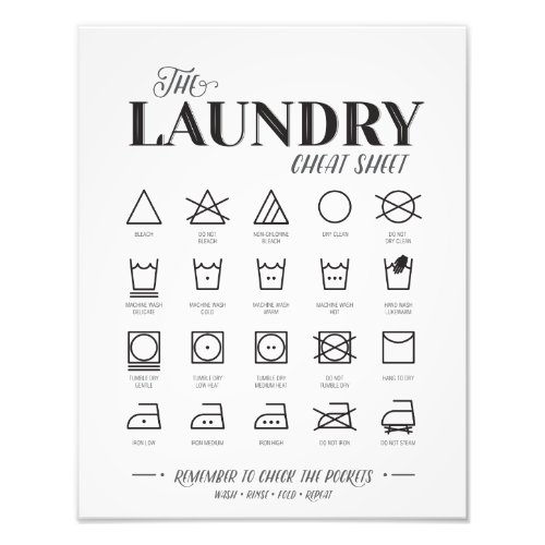 Laundry Room Cheat Sheet Photo Print