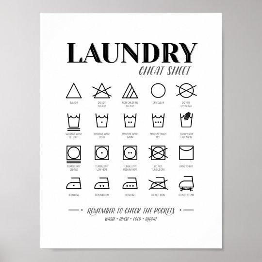 Laundry Room Cheat Sheet Poster | Zazzle.com