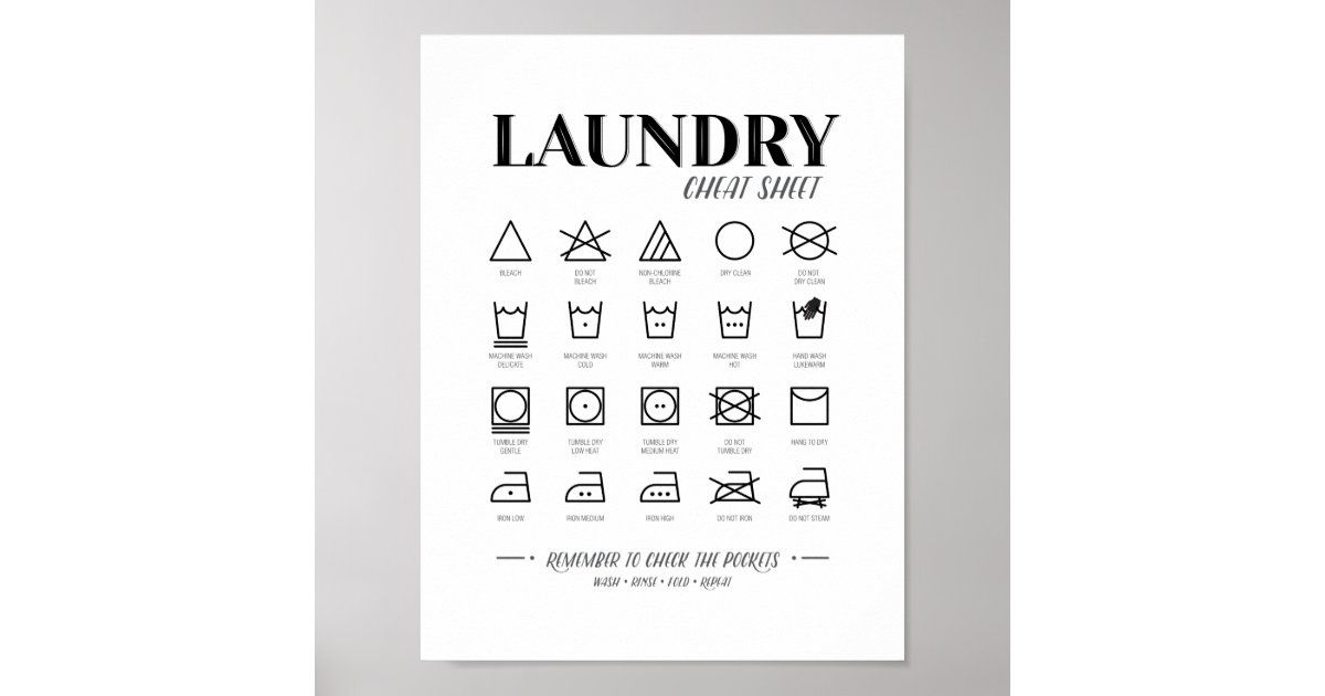 Laundry Room Cheat Sheet Poster | Zazzle