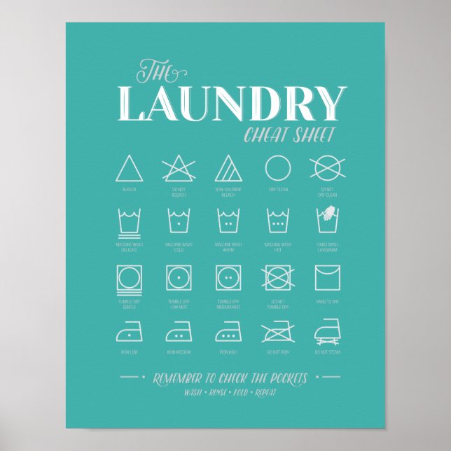 Laundry Room Cheat Sheet Poster (Front)