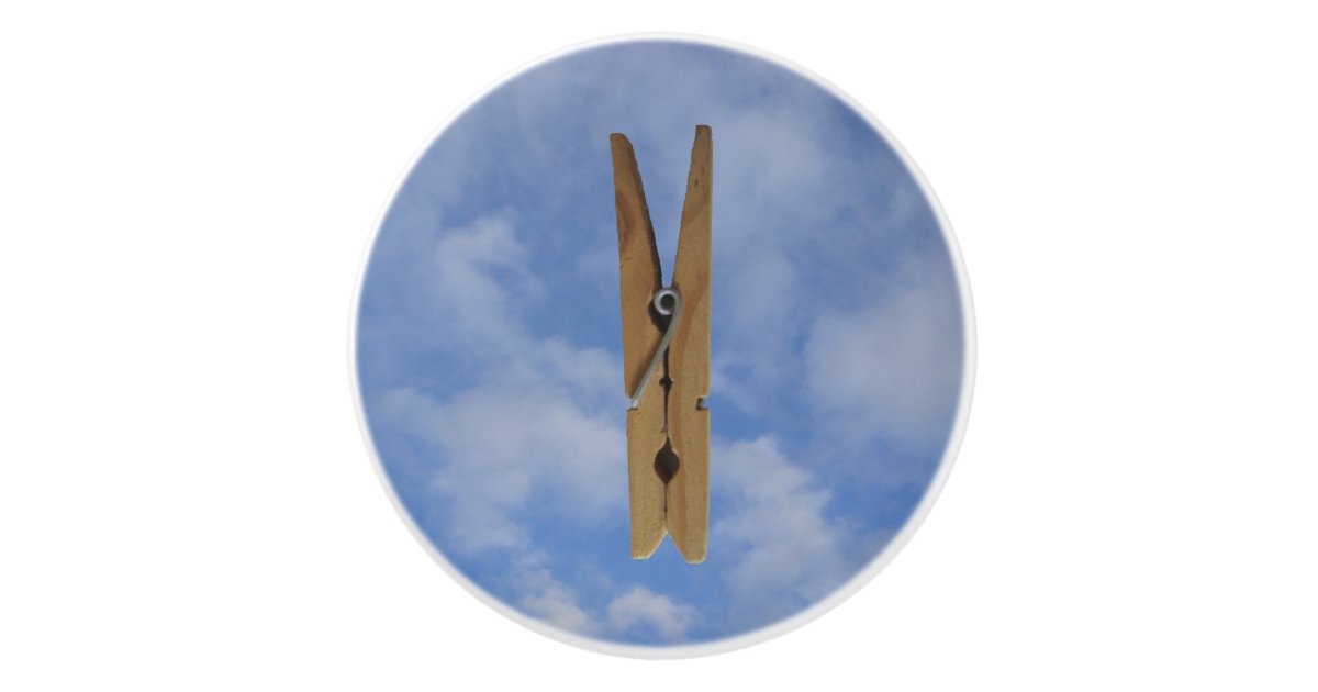 Laundry Room Clothespin Sky Ceramic Knob Zazzle