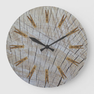 Laundry Room Clothespins Large Clock
