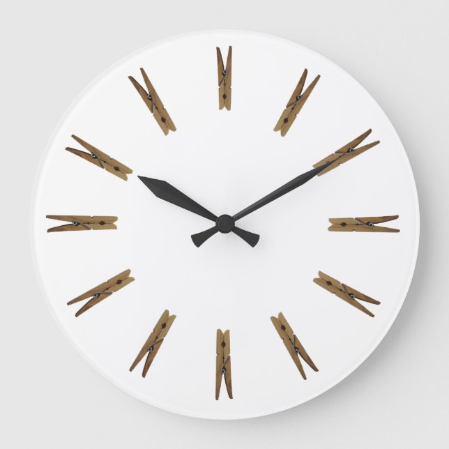 Laundry Room Clothespins Large Clock (Front)
