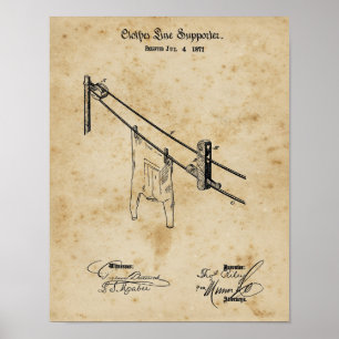 Laundry room decor clothes line blueprint art