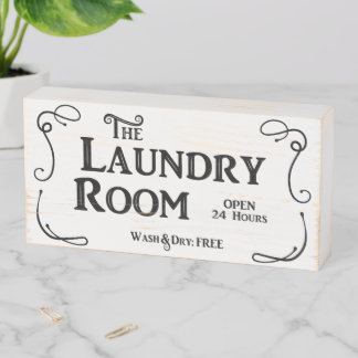 Laundry Room Decor, Open 24 Hours, Wood Sign