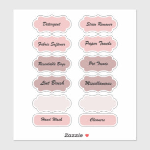 Laundry Room Home Organization Pink Labels