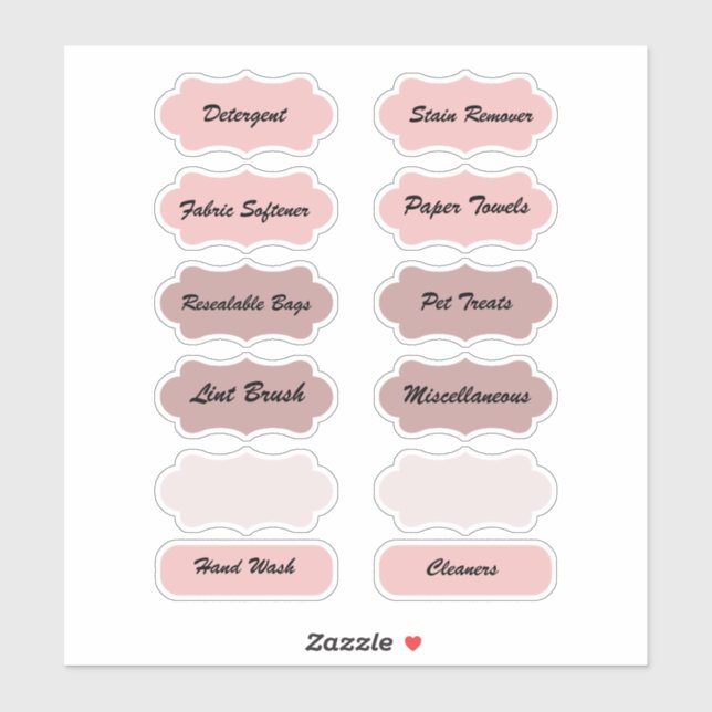 Laundry Room Home Organization Pink Labels (Sheet)