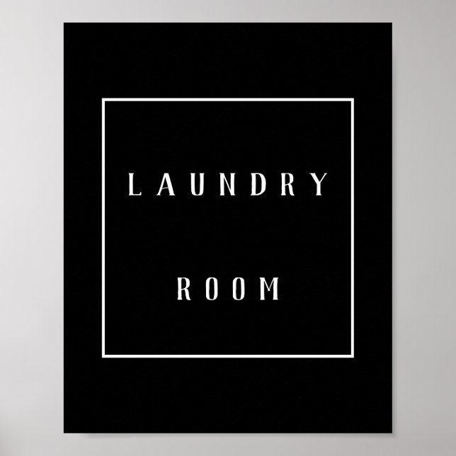 Laundry Room Monochrome Minimalist Typography Poster (Front)