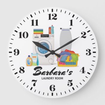 Laundry Room Personalizable Wall Clock by NiceTiming at Zazzle