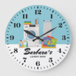 Laundry Room Personalizable Wall Clock at Zazzle