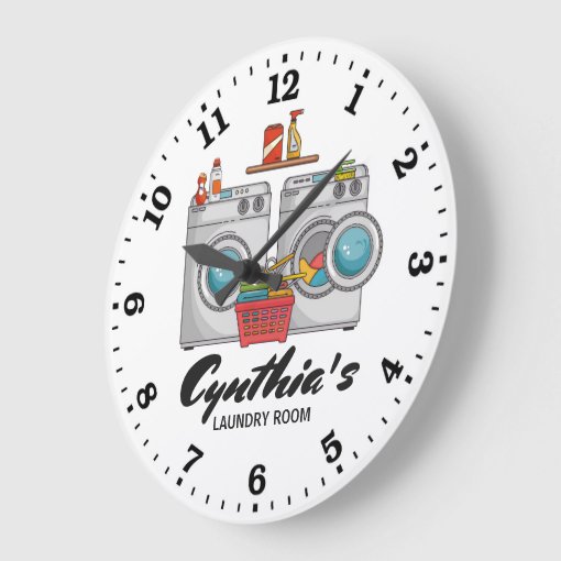 Laundry Room Personalizable Wall Clock Zazzle