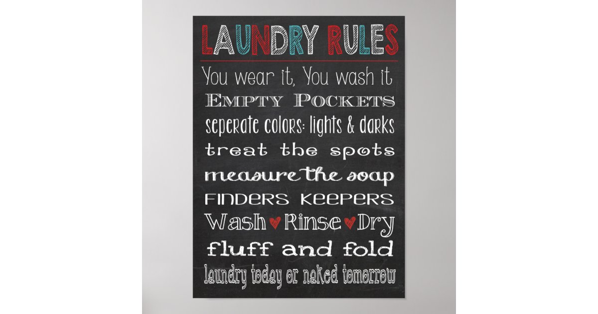 Laundry Room Rules Chalkboard Sign | Zazzle