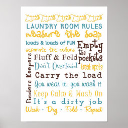 Laundry Room Rules Poster | Zazzle