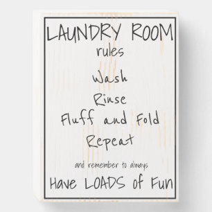 Laundry Room Rules Wooden Box Sign