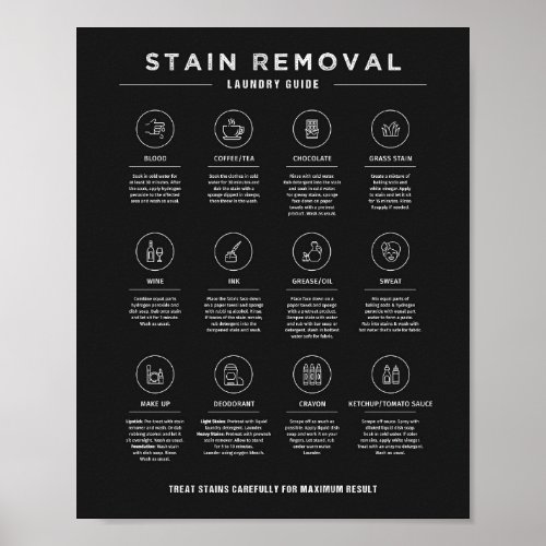 Laundry Room Stain Removal Instruction Guide Chalk Poster