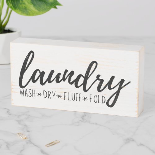 Laundry Room Wash Dry Fluff Fold Rustic Farmhouse Wooden Box Sign
