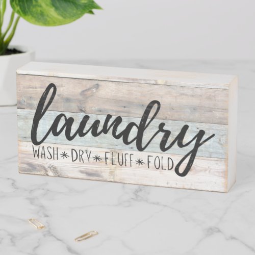 Laundry Room Wash Dry Fluff Fold Rustic Farmhouse Wooden Box Sign