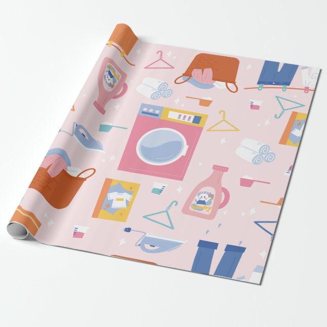 laundry room washing machine cleaning housewife  wrapping paper (Unrolled)