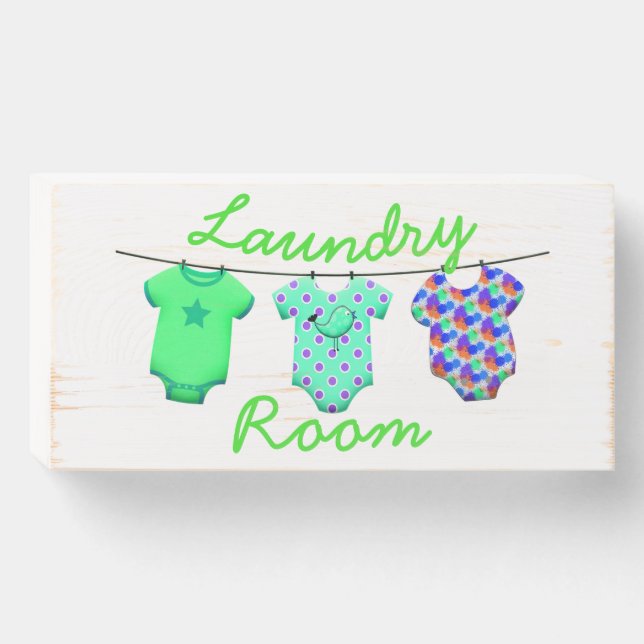 Laundry Room Wooden Box Sign (Front Horizontal)