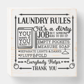 Laundry Rules Wooden Box Sign