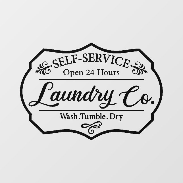 Laundry Self Service Funny Modern Washing Saying Wall Decal (Front)
