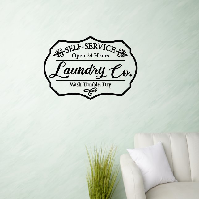 Laundry Self Service Funny Modern Washing Saying Wall Decal (Living Room)