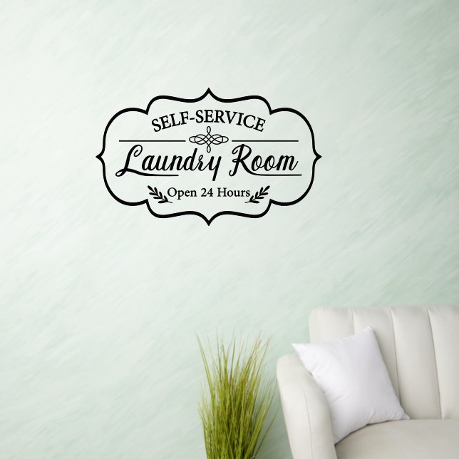 Laundry Self Service Funny Washing Saying Wall Decal (Living Room)