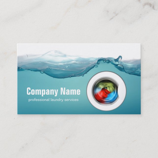 Laundry Service - Blue Water Business Card (Front)