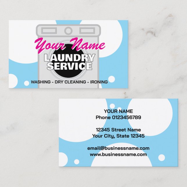 Laundry service dry cleaner business card template (Front/Back)