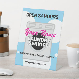 Laundry service dry cleaner business template pedestal sign