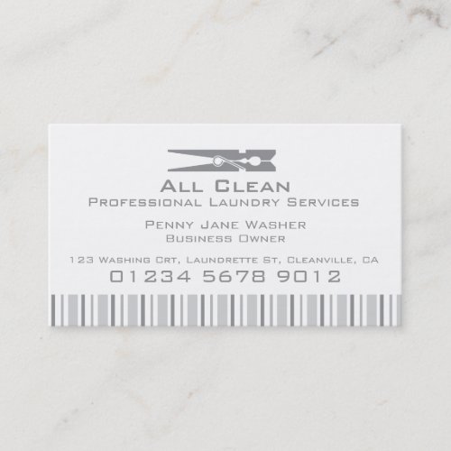 Laundry service grey swing tag  business card