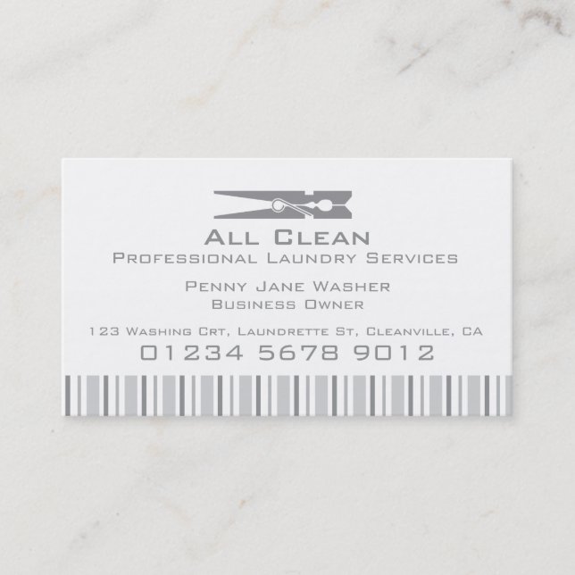 Laundry service grey swing tag / business card (Front)
