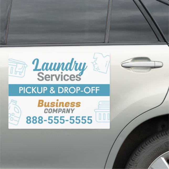 Laundry Services Laundromat Car Magnet Sign (In Situ)