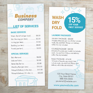 Laundry Services Price List of Services Menu Card