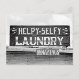 Laundry Sign, 1938 Postcard