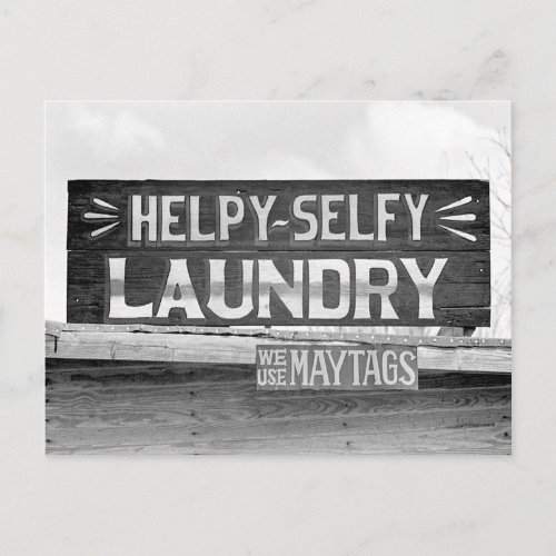 Laundry Sign 1938 Postcard