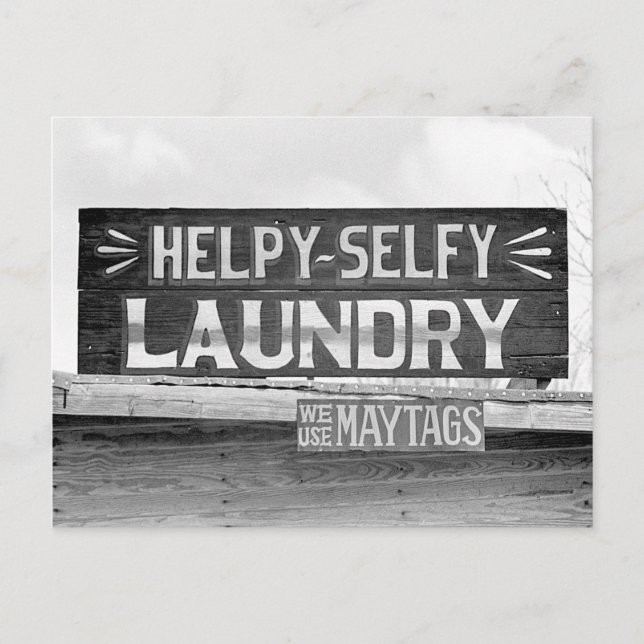 Laundry Sign, 1938 Postcard (Front)