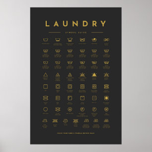 Laundry Symbols Guide Care Gold Poster