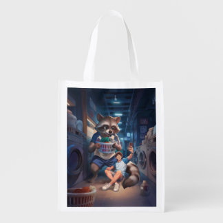 Laundry Time – Selfie with a Giant Raccoon Grocery Bag