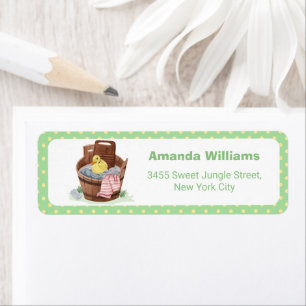 Laundry Tub Rubber Duck Baby Shower Return Address Label