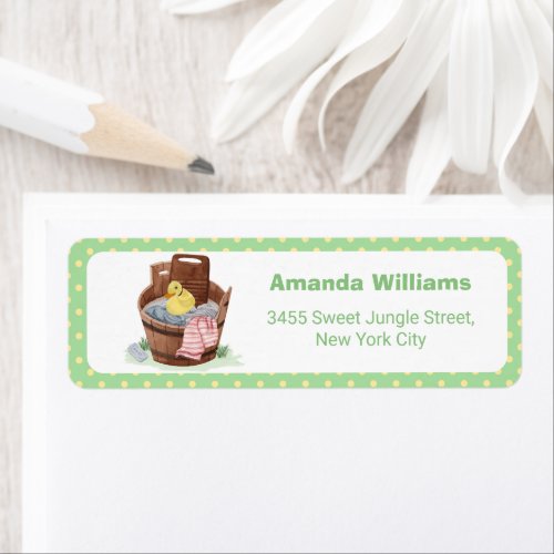 Laundry Tub Rubber Duck Baby Shower Return Address Label