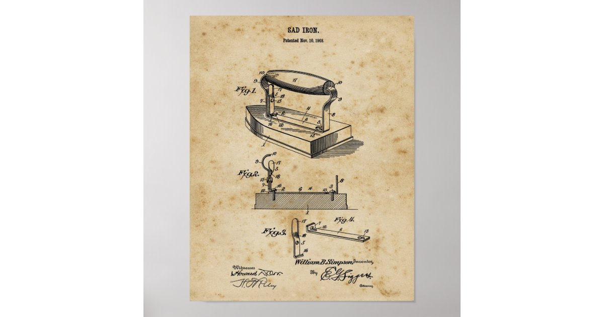 Laundry Wall Decor Clothes Iron Blueprint Art Zazzle