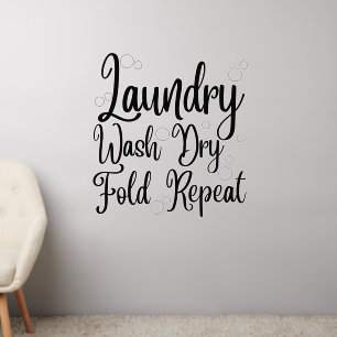 laundry wash dry fold repeat, laundry room wall decal