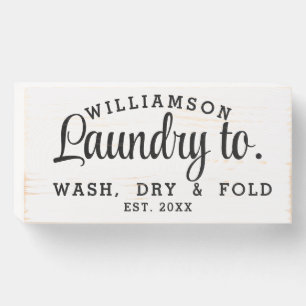 Laundry Wash – Minimalist Black & White Printable Wooden Box Sign